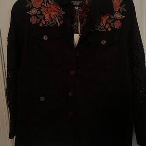 Johnny Was Violette Eyelet Military Jacket